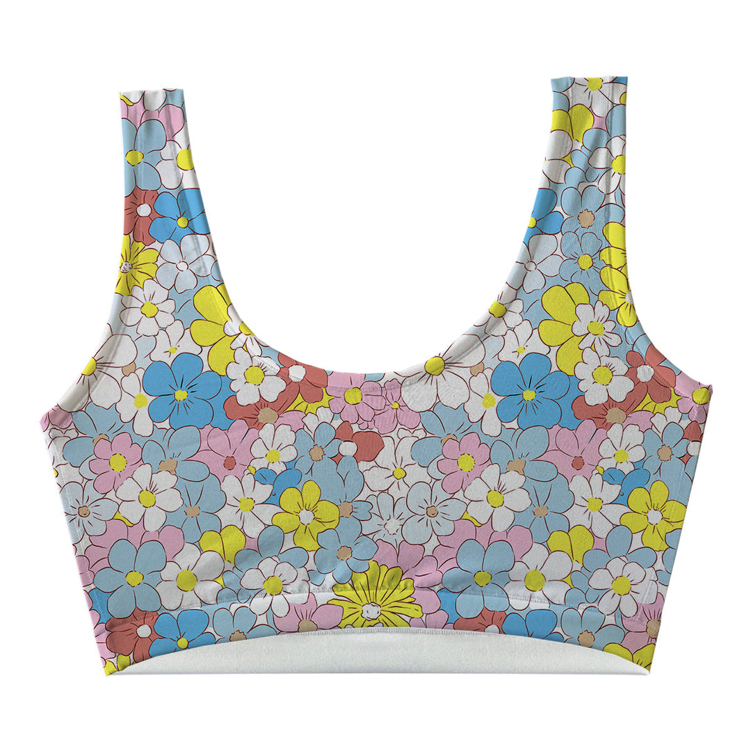 Blue Daisy Crop Top Front