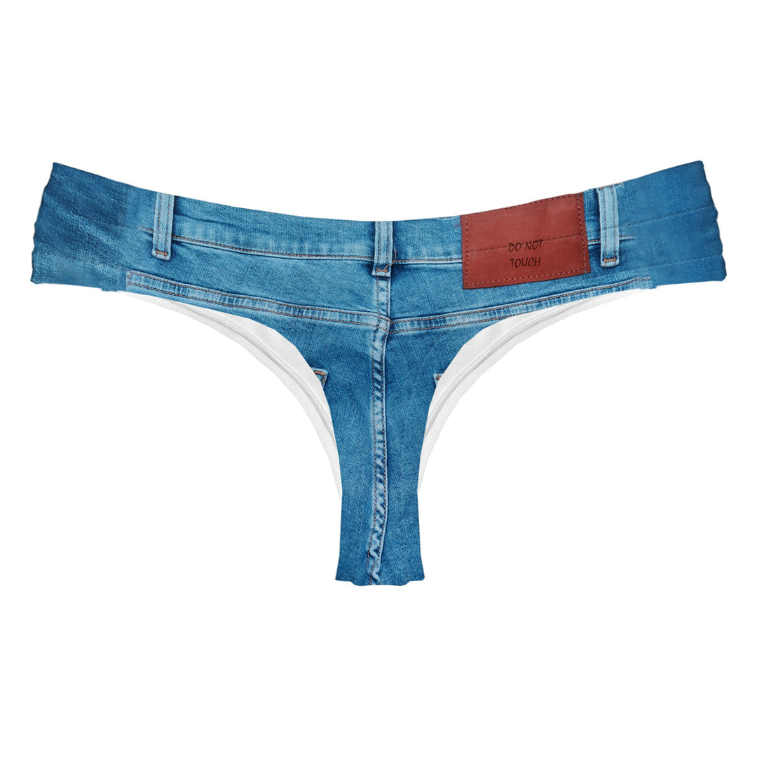 Tanga de jeans azules HAPPY UNDIES Ropa interior, ropa de playa - Main Image