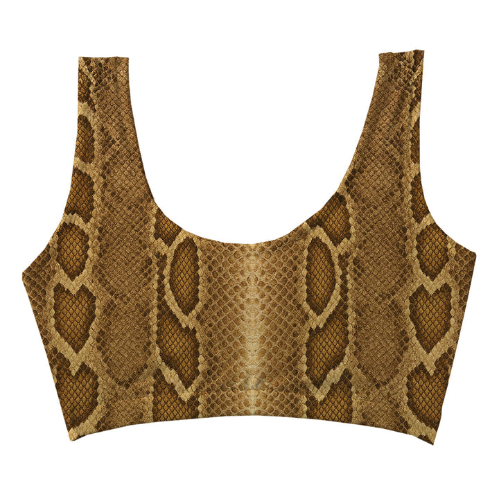 Brown Phyton Crop Top Woman Underwear Beachwear Loungewear