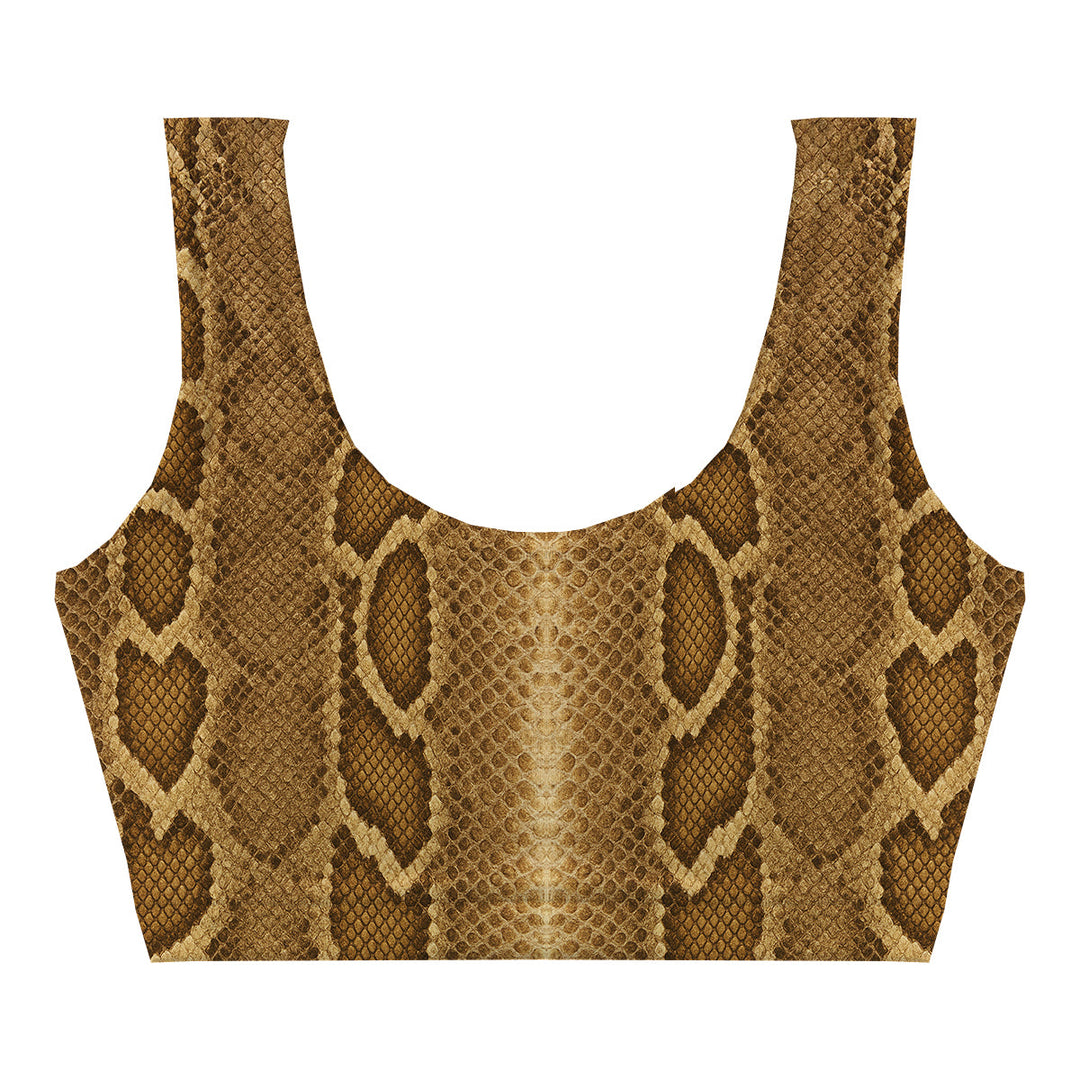 Brown Phyton Crop Top Woman Underwear Beachwear Loungewear