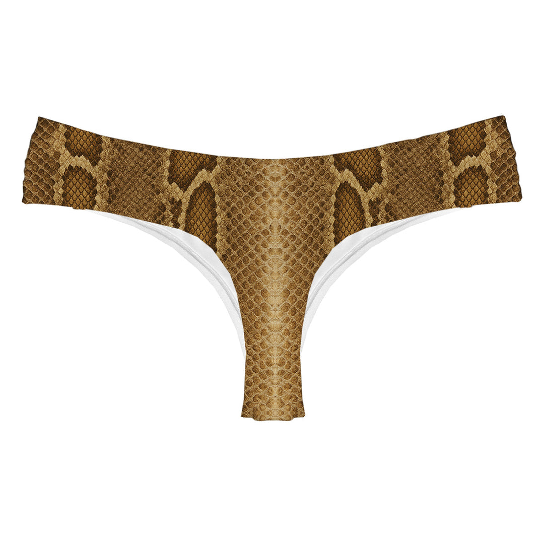 Brown Phyton String Woman Underwear Beachwear Loungewear