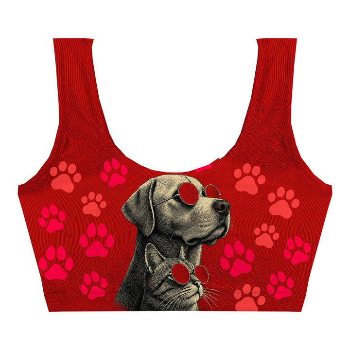 Cat And Dog Crop Top Woman Underwear Beachwear Loungewear