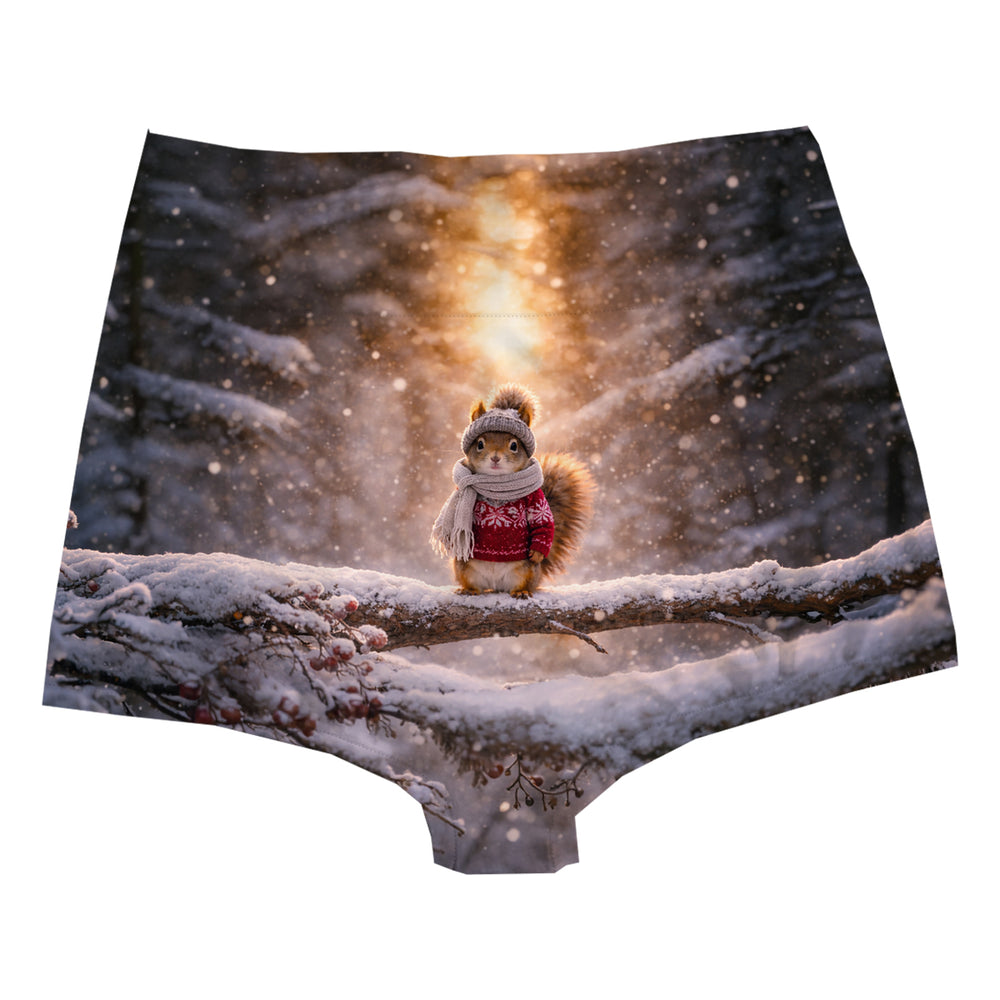 Cozy Squirrels Highwaist Woman Underwear Beachwear Loungewear