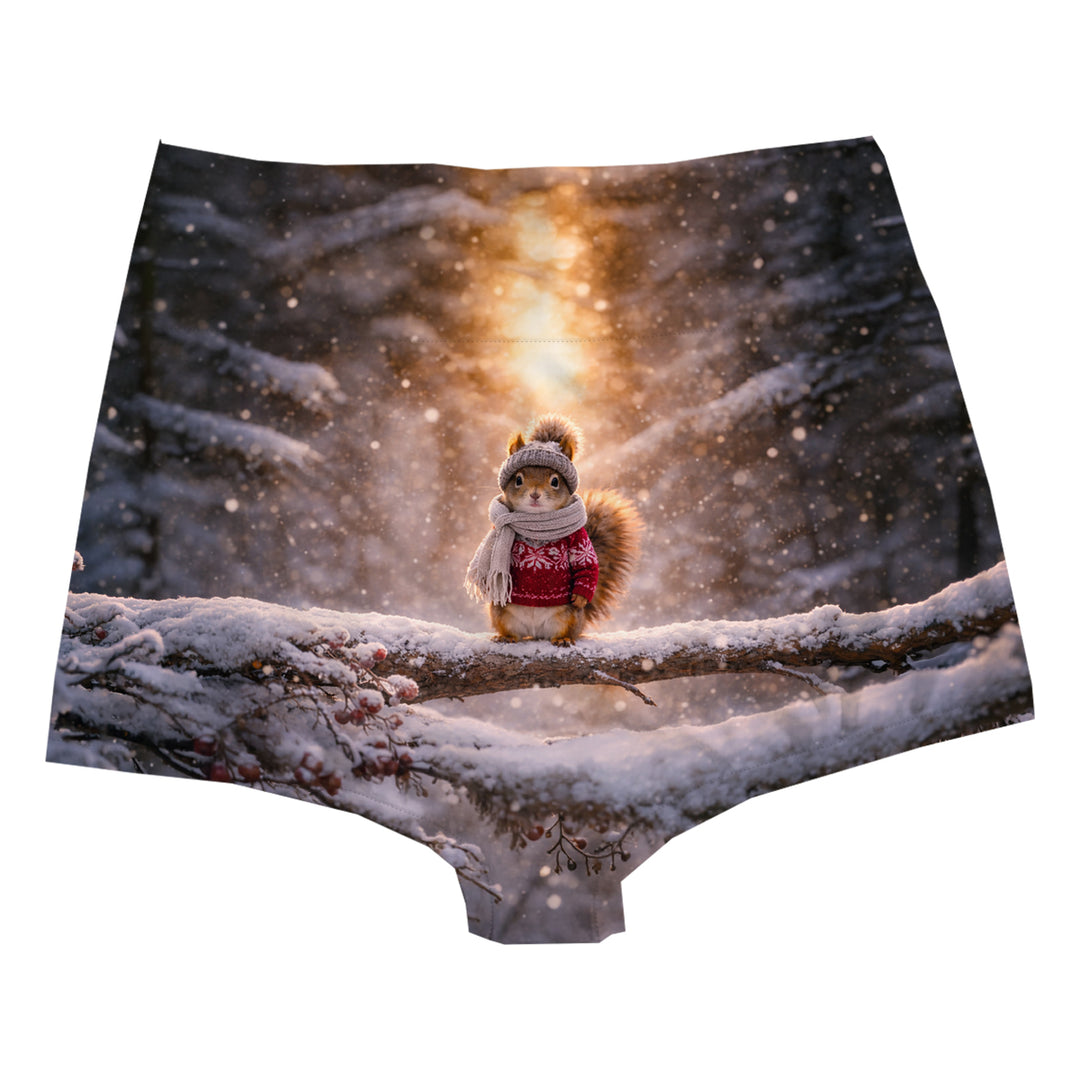 Cozy Squirrels Highwaist Woman Underwear Beachwear Loungewear