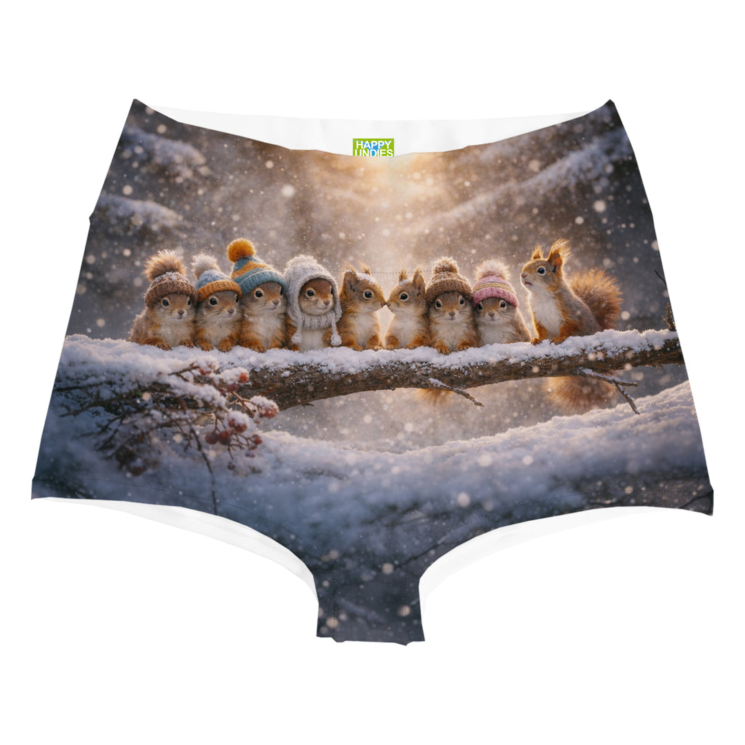 Cozy Squirrels Highwaist Woman Underwear Beachwear Loungewear
