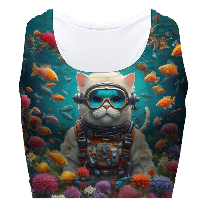 Diving Cat Sport Bra Woman Underwear Beachwear Loungewear