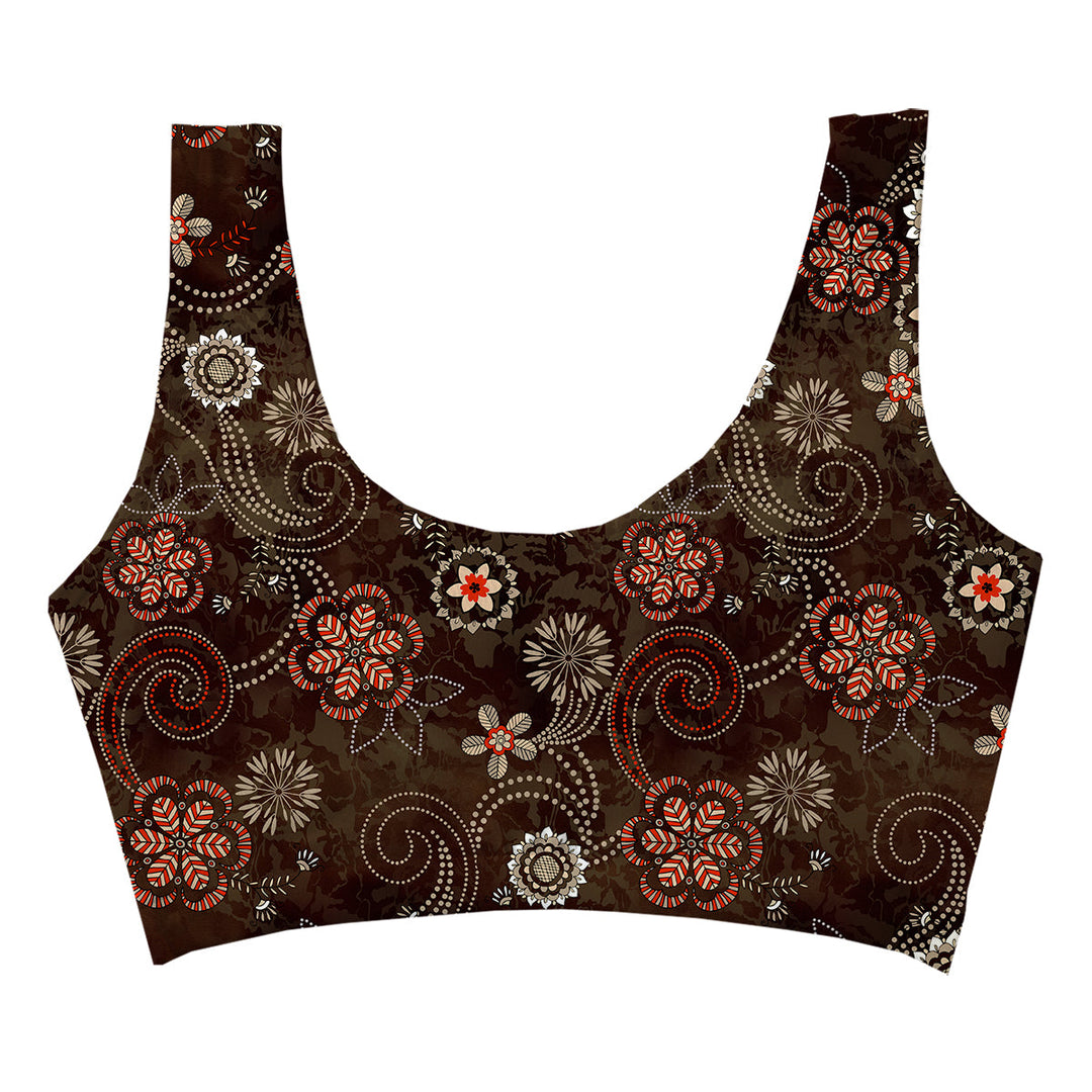 Ethnic Flowers Crop Top Woman Underwear Beachwear Loungewear