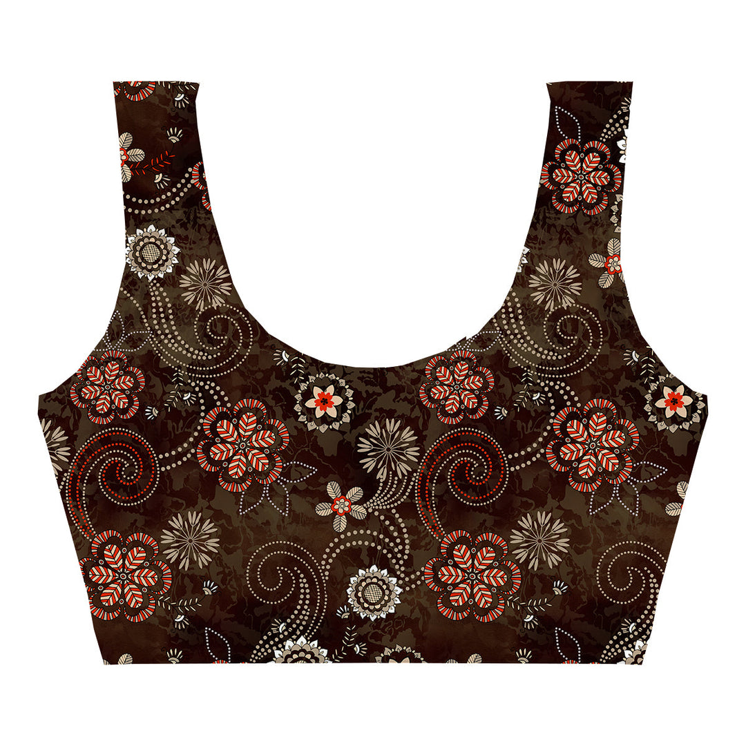 Ethnic Flowers Crop Top Woman Underwear Beachwear Loungewear