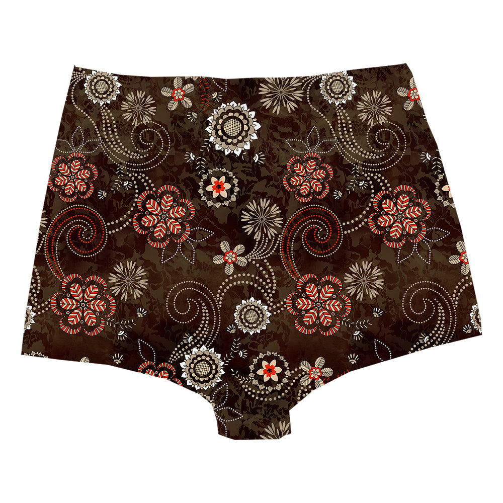 Ethnic Flowers Highwaist Woman Underwear Beachwear Loungewear