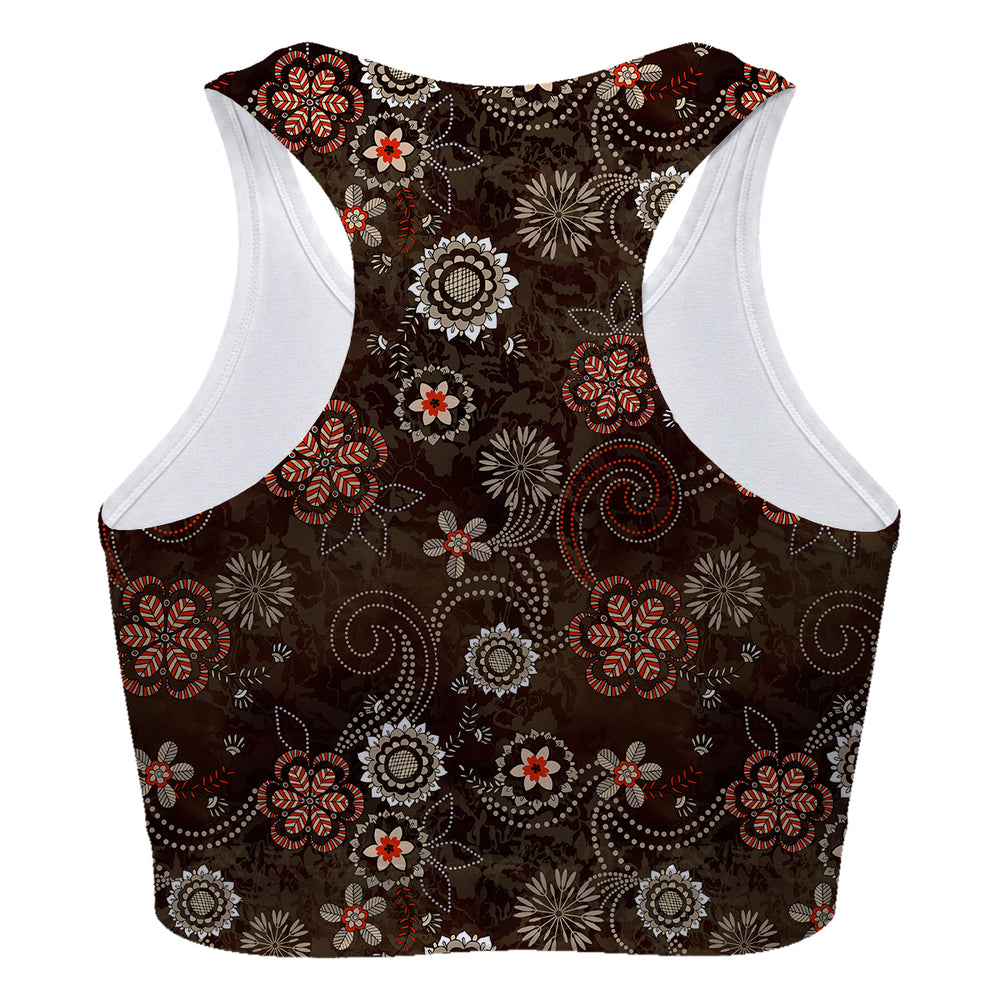 Ethnic Flowers Sport Bra Woman Underwear Beachwear Loungewear