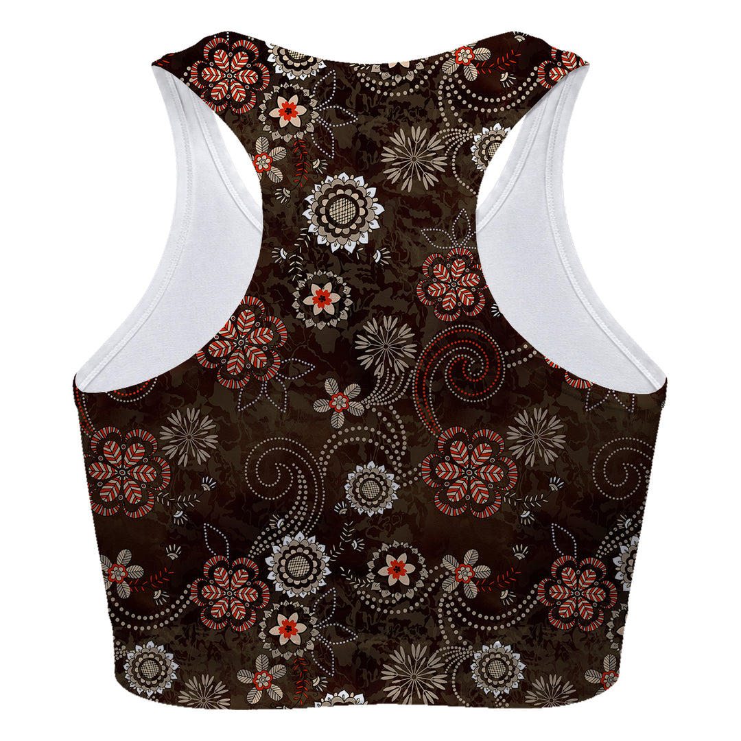 Ethnic Flowers Sport Bra Woman Underwear Beachwear Loungewear