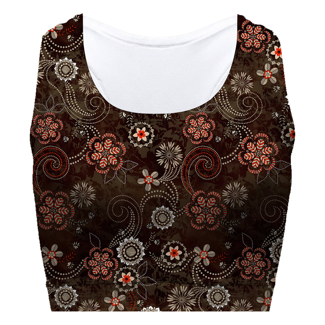 Ethnic Flowers Sport Bra Woman Underwear Beachwear Loungewear