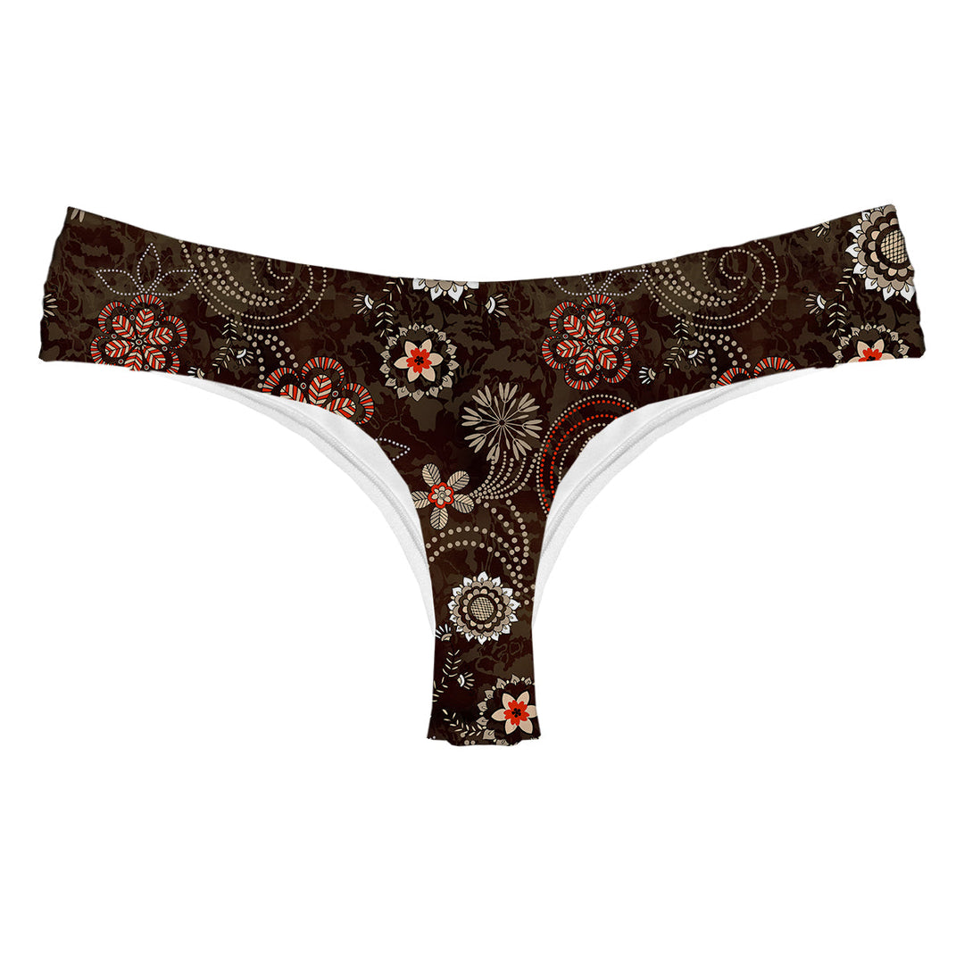 Ethnic Flowers String Woman Underwear Beachwear Loungewear