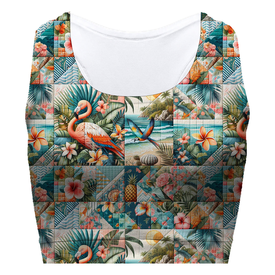 Flamingo Patchwork Sport Bra Woman Underwear Beachwear Loungewear