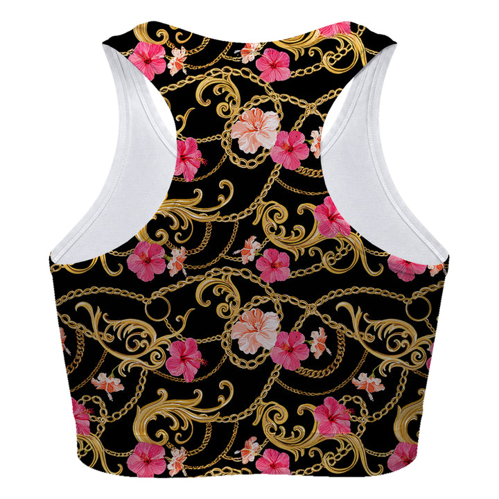 Flower Gold Chain Sport Bra Woman Underwear Beachwear Loungewear