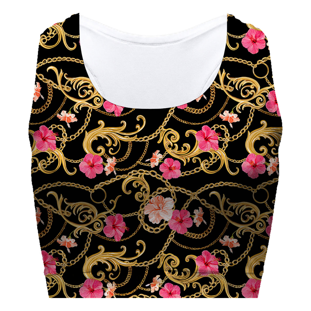Flower Gold Chain Sport Bra Woman Underwear Beachwear Loungewear