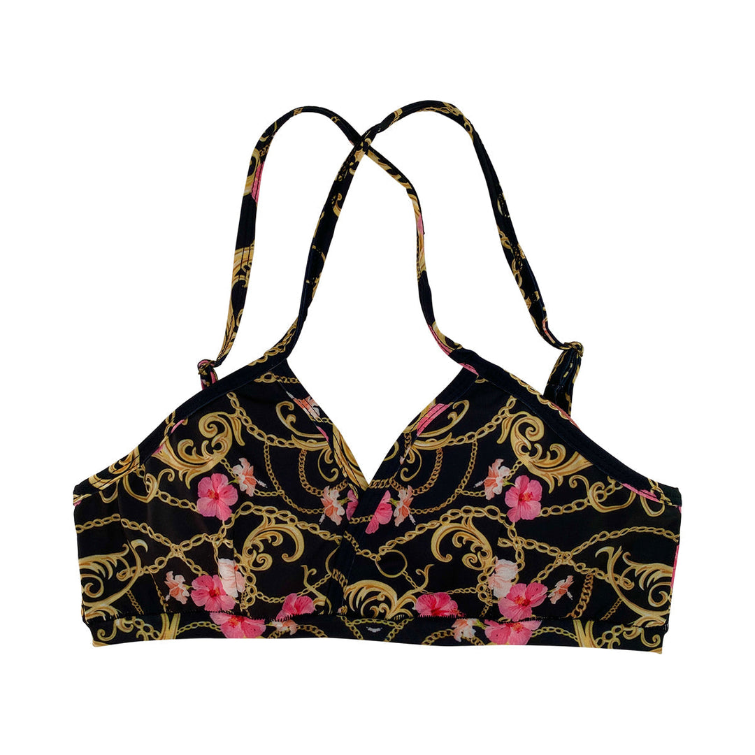 Flower Gold Chain Top Cross