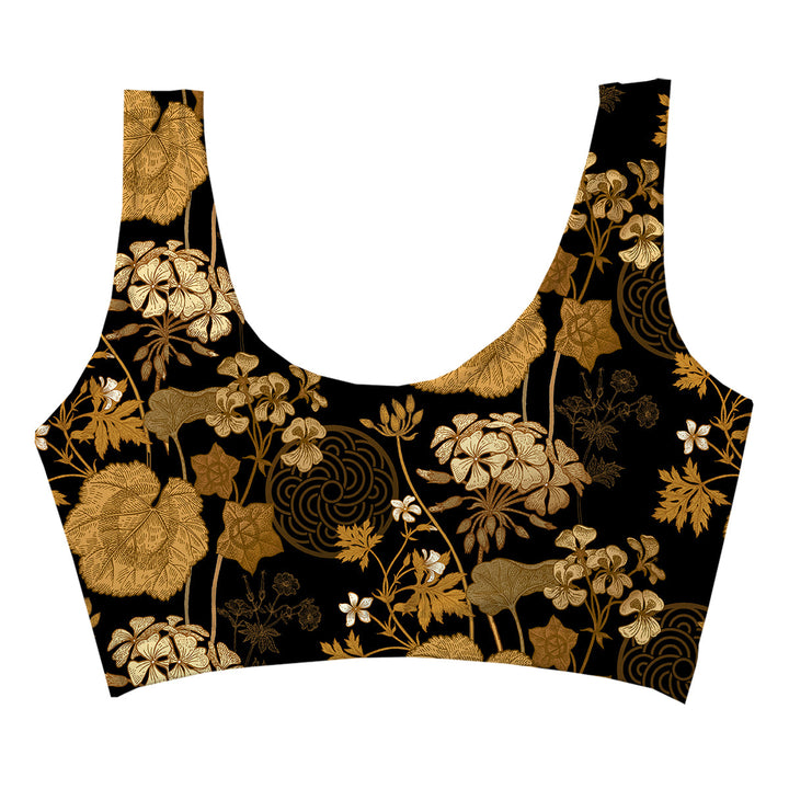 Gold Foliage Crop Top Woman Underwear Beachwear Loungewear