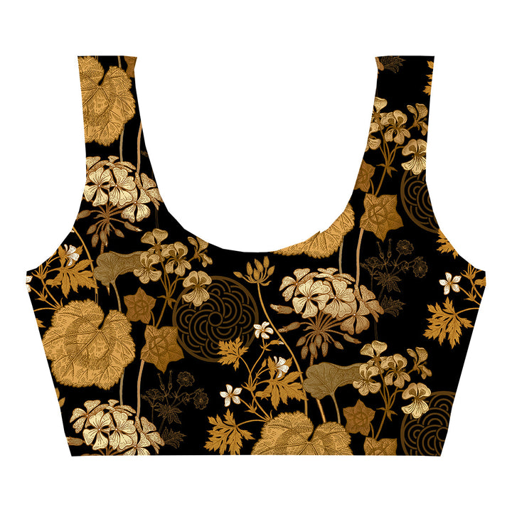 Gold Foliage Crop Top Woman Underwear Beachwear Loungewear