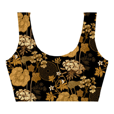 Gold Foliage Crop Top Woman Underwear Beachwear Loungewear