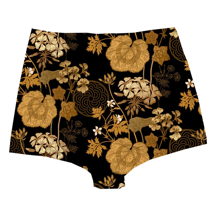 Gold Foliage Highwaist Woman Underwear Beachwear Loungewear