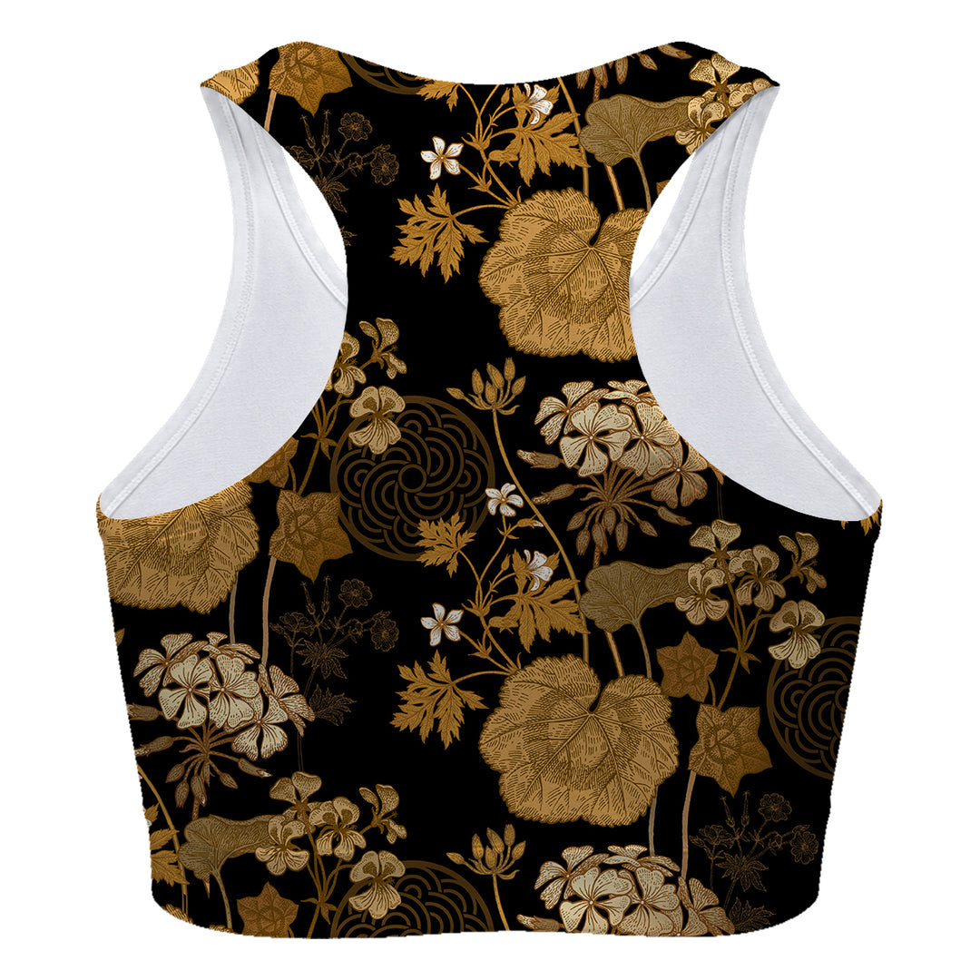Gold Foliage Sport Bra Woman Underwear Beachwear Loungewear
