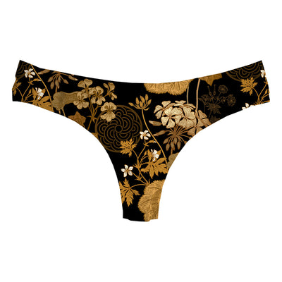 Gold Foliage String Woman Underwear Beachwear Loungewear