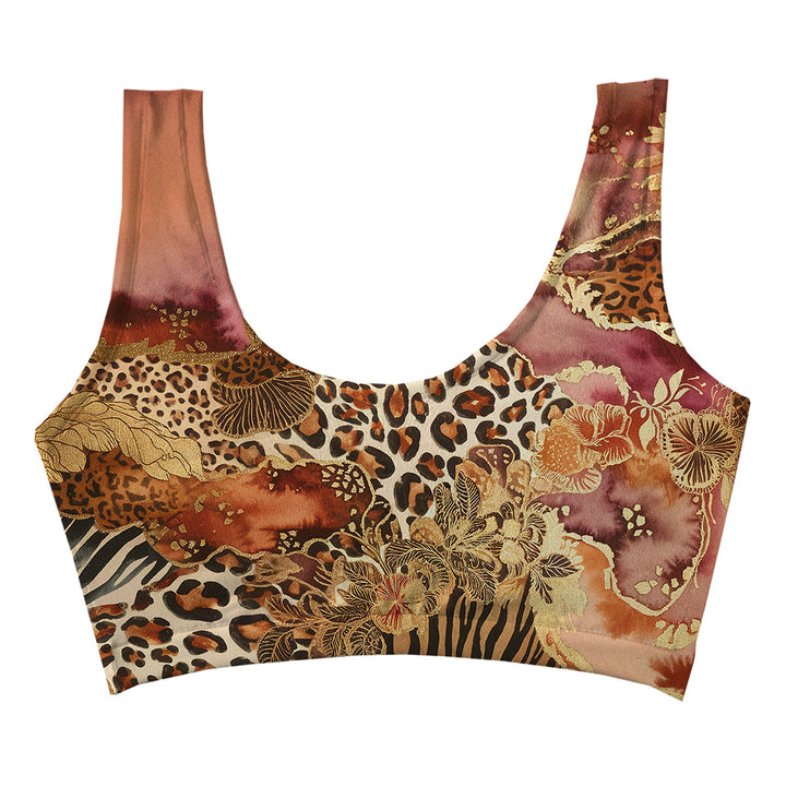Gold Leo Crop Top Woman Underwear Beachwear Loungewear