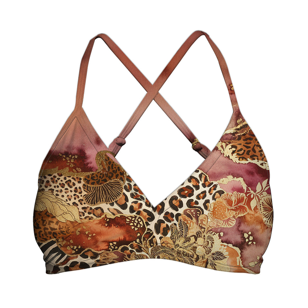 Gold Leo Top Cross Woman Underwear Beachwear Loungewear