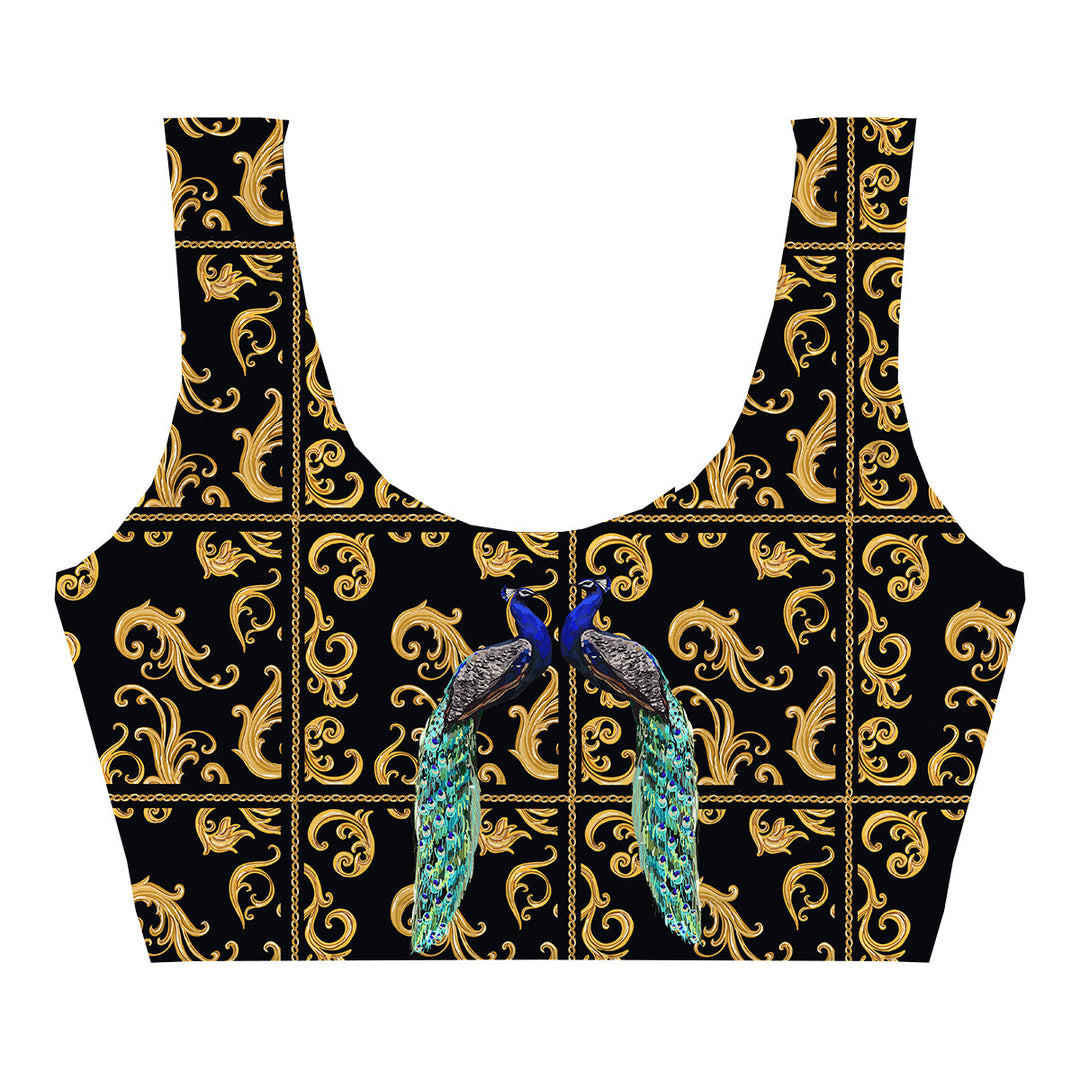 Golden Peacocks Crop Top Front