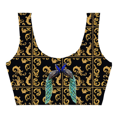 Golden Peacocks Crop Top Front