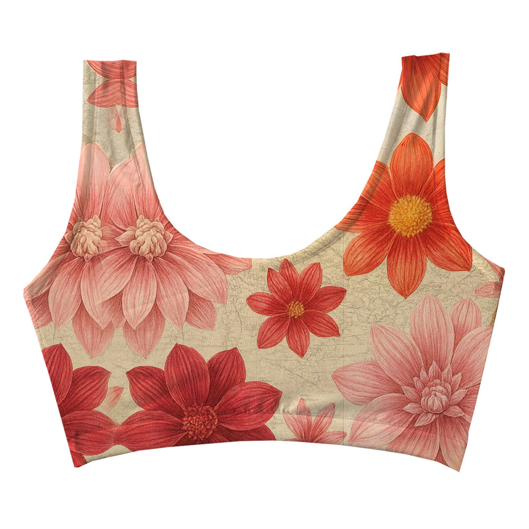 Greek Flowers Crop Top Woman Underwear Beachwear Loungewear