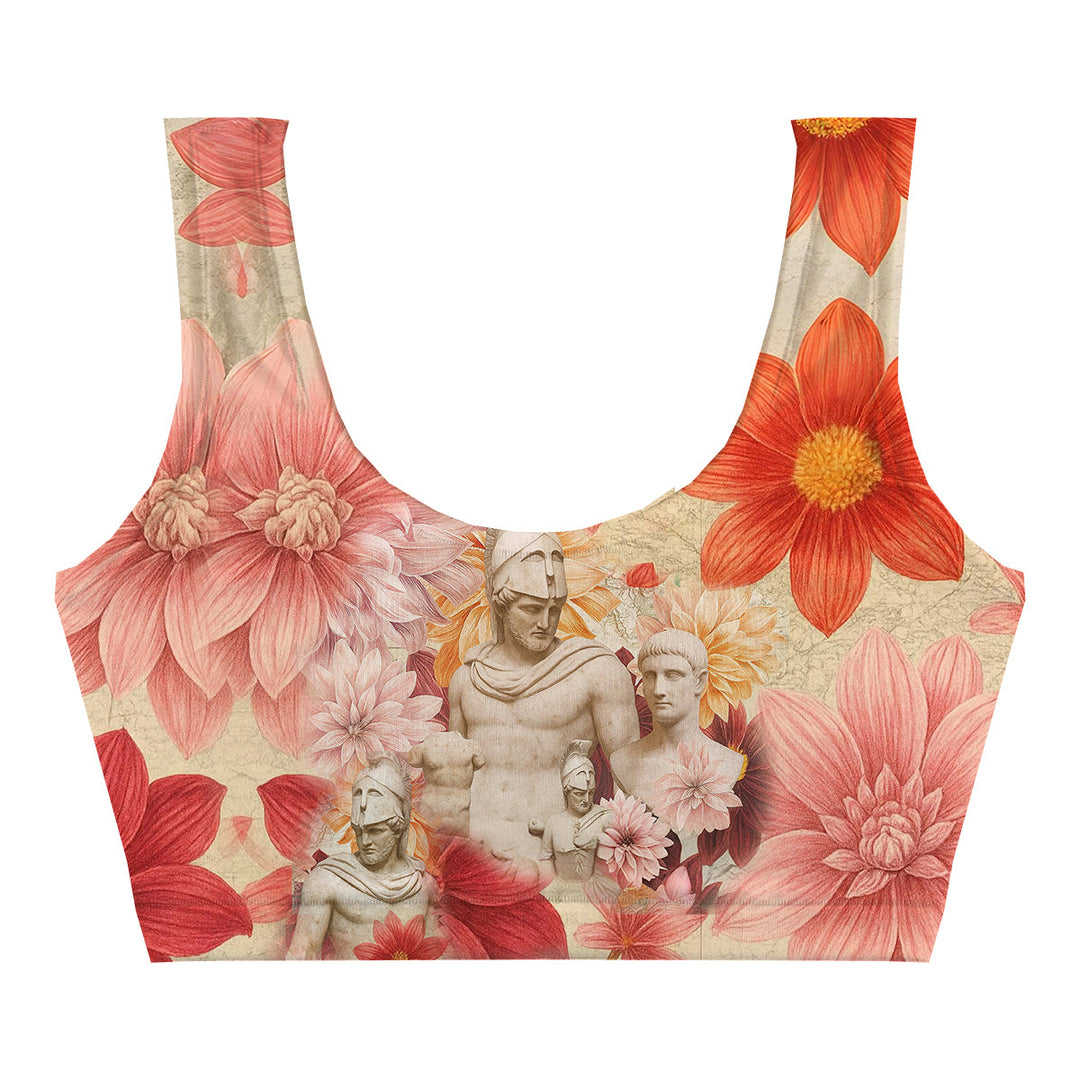 Greek Flowers Crop Top Woman Underwear Beachwear Loungewear