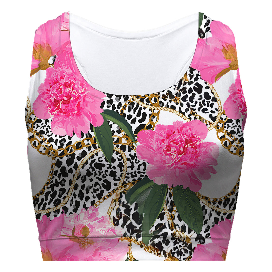 Leopard Flowers Sport Bra Woman Underwear Beachwear Loungewear