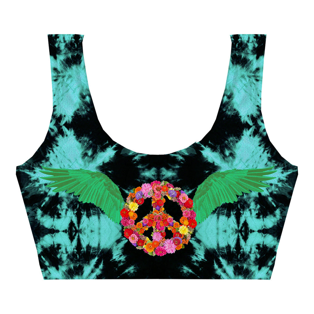Peace Wings Green Crop Top Front