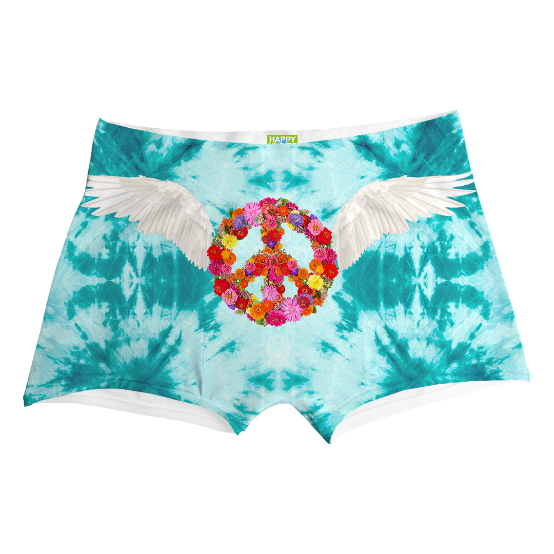Peace Wings Turquoise Boxer Front