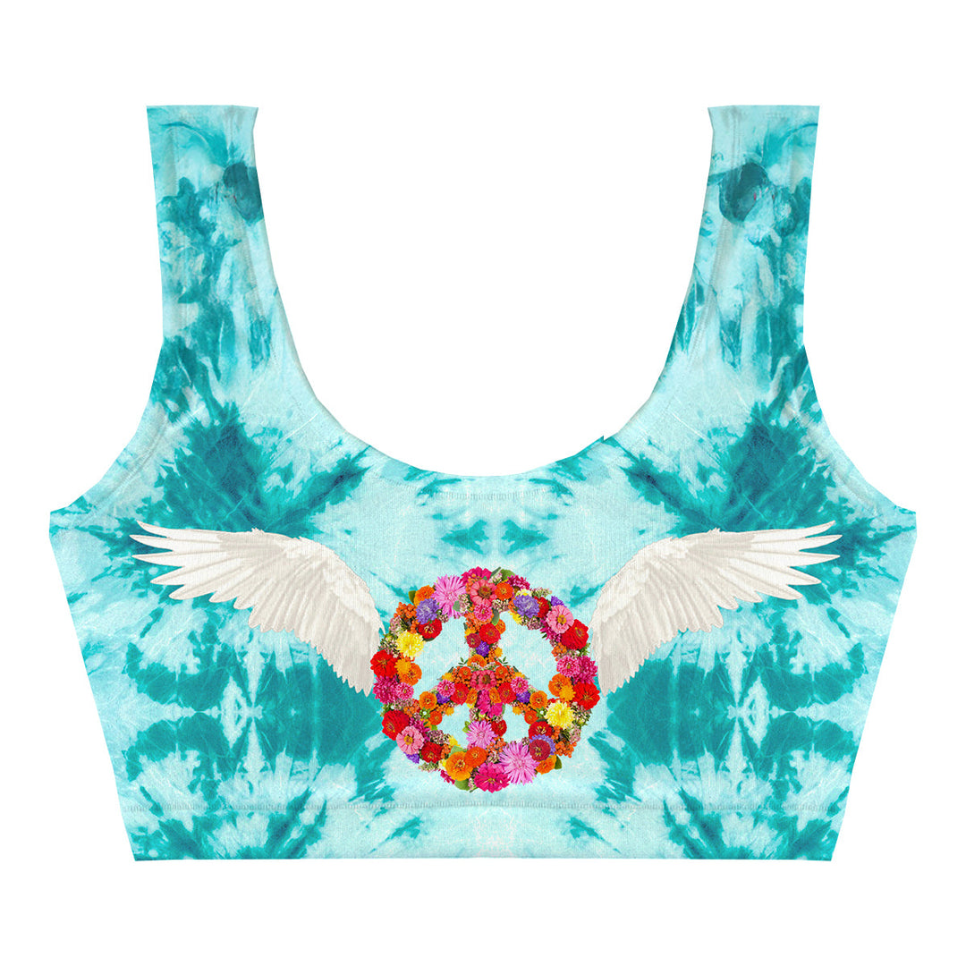 Peace Wings Turquoise Crop Top Front