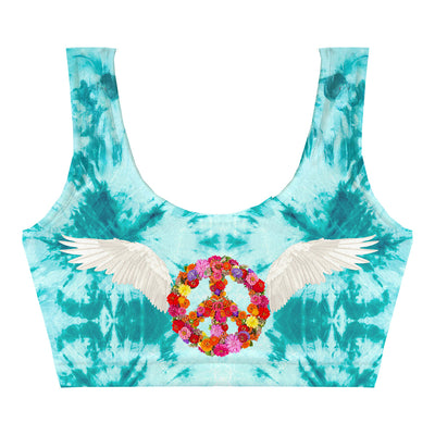 Peace Wings Turquoise Crop Top Front