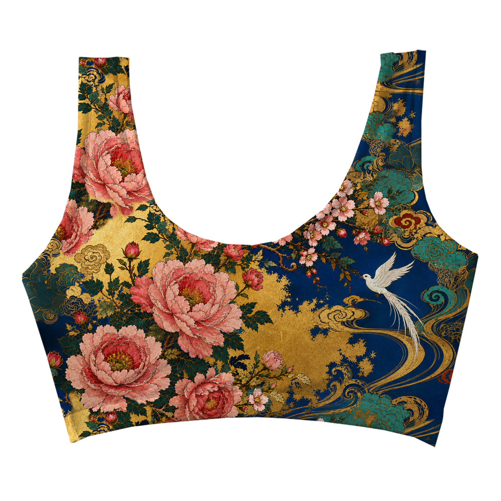 Peony Bird Crop Top Woman Underwear Beachwear Loungewear