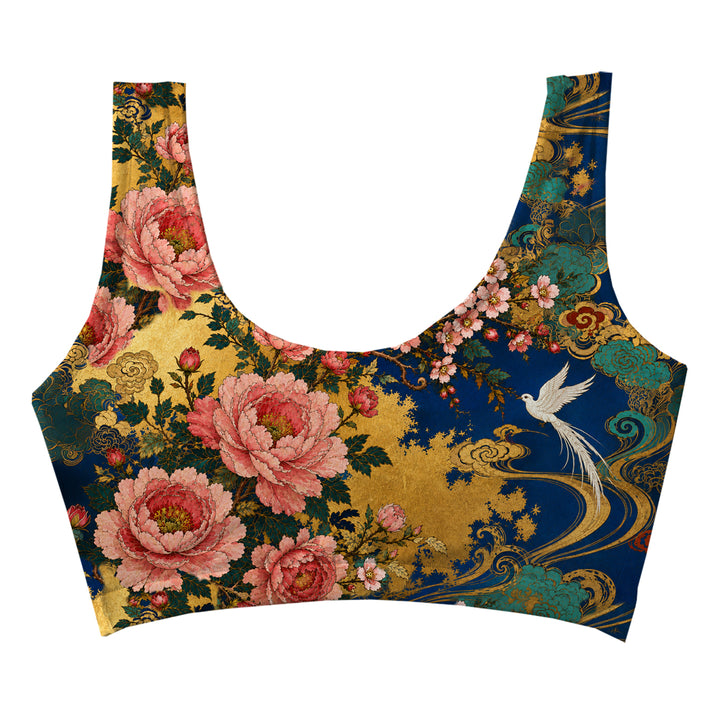 Peony Bird Crop Top Woman Underwear Beachwear Loungewear