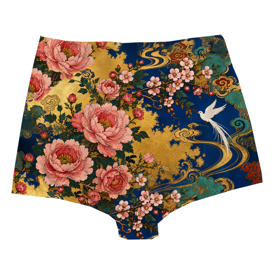 Peony Bird Highwaist Woman Underwear Beachwear Loungewear