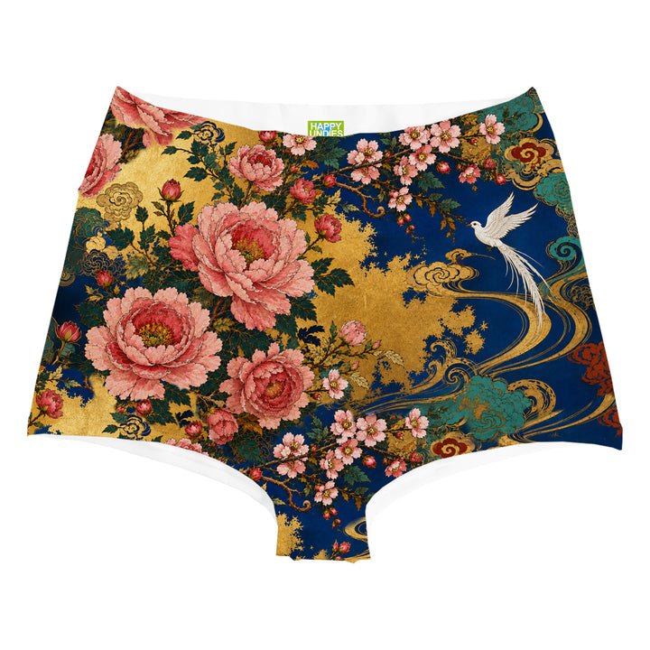 Peony Bird Highwaist Woman Underwear Beachwear Loungewear