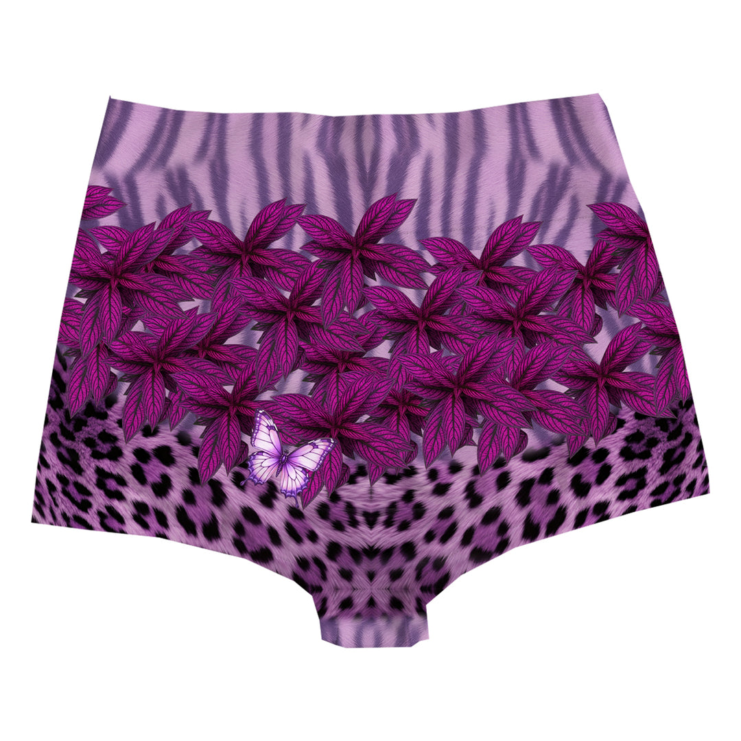 Purple Leaf Highwaist Woman Underwear Beachwear Loungewear