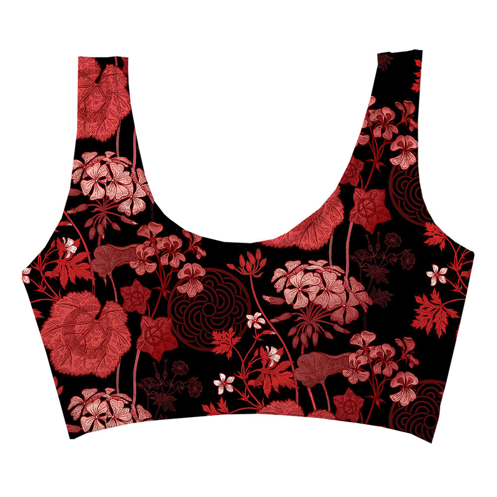 Red Foliage Crop Top Woman Underwear Beachwear Loungewear