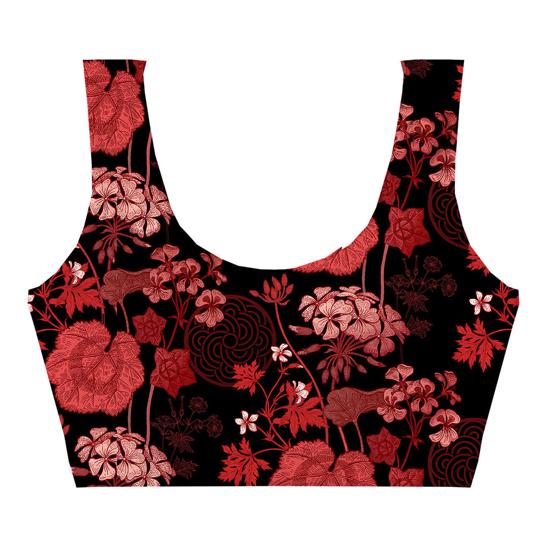 Red Foliage Crop Top Woman Underwear Beachwear Loungewear