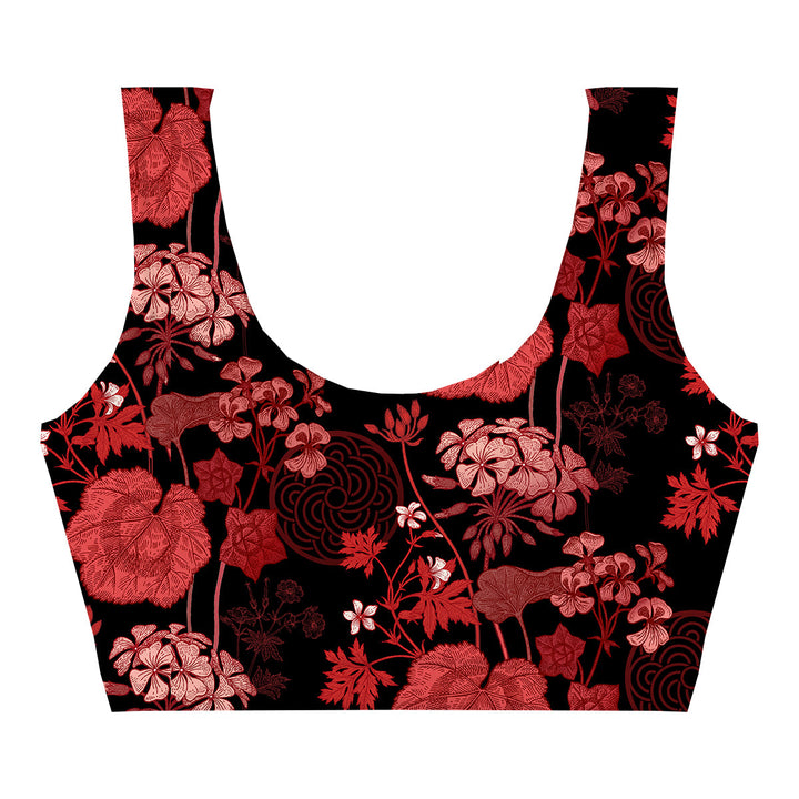 Red Foliage Crop Top Woman Underwear Beachwear Loungewear