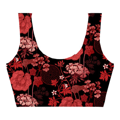 Red Foliage Crop Top Woman Underwear Beachwear Loungewear