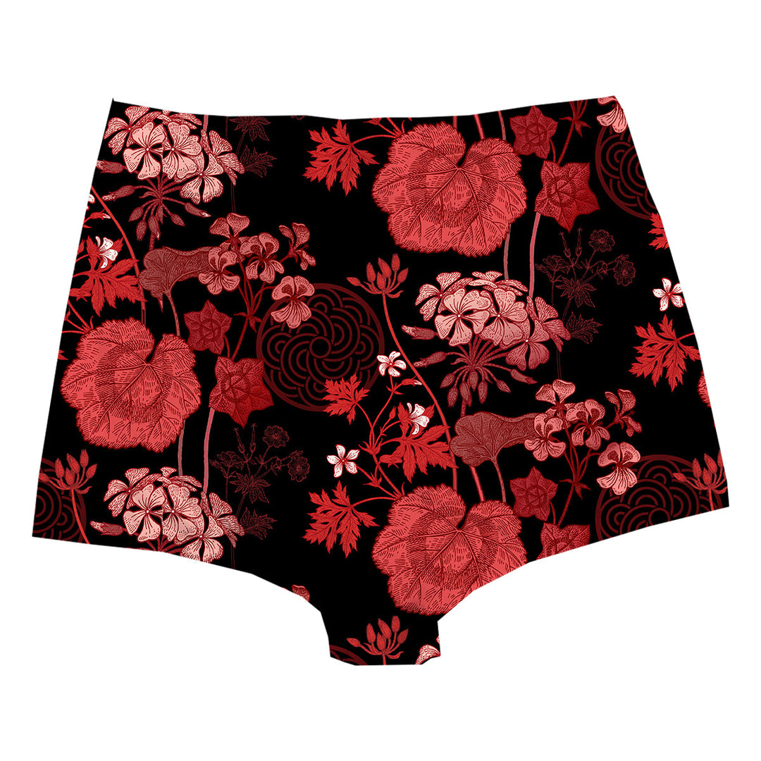 Red Foliage Highwaist Woman Underwear Beachwear Loungewear