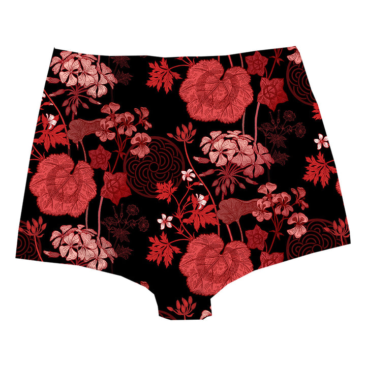 Red Foliage Highwaist Woman Underwear Beachwear Loungewear
