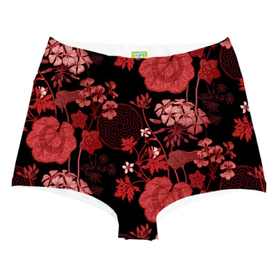 Red Foliage Highwaist Woman Underwear Beachwear Loungewear